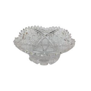 Vintage American Brilliant Cut Glass Sawtooth Rim Edge Bowl
